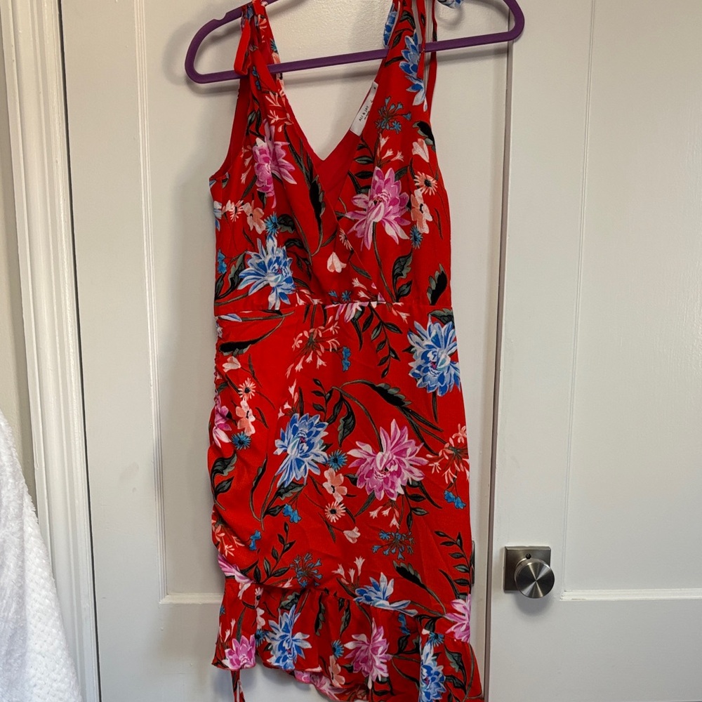 ALI & JAY Red Floral Asymmetrical Dress